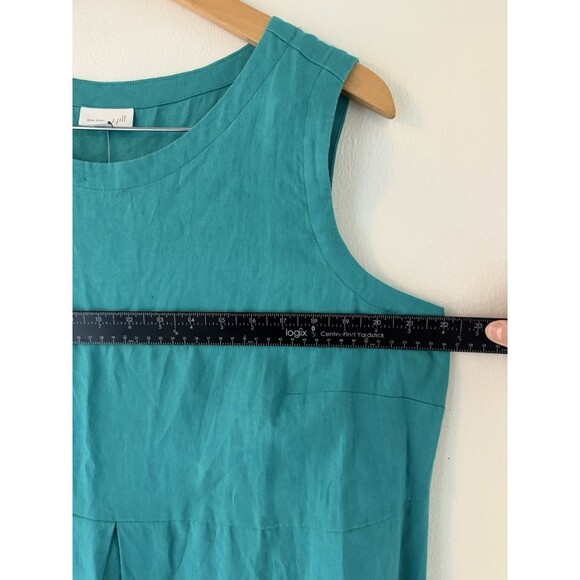 J Jill Women’s 1X Dress Linen Teal Green Sleeveless Pockets Mid Length Dress - Picture 6 of 7